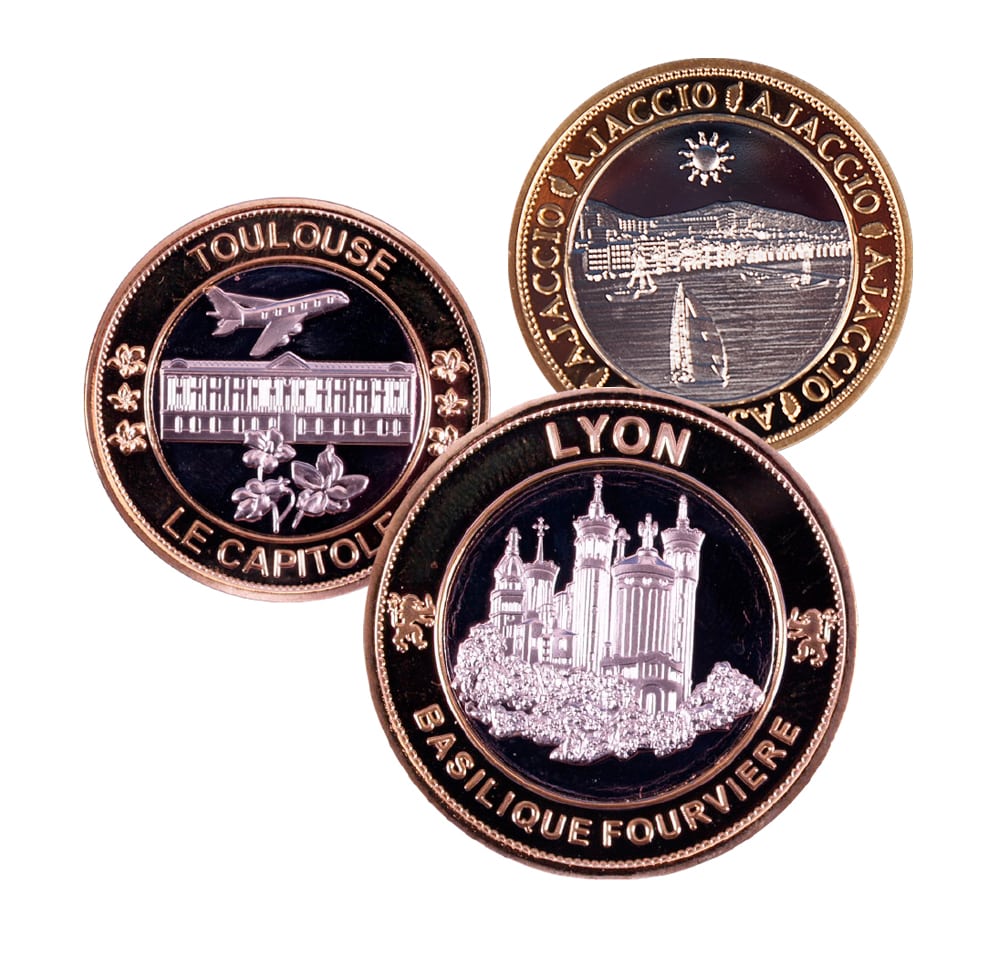 Coins in silver and gold plating
